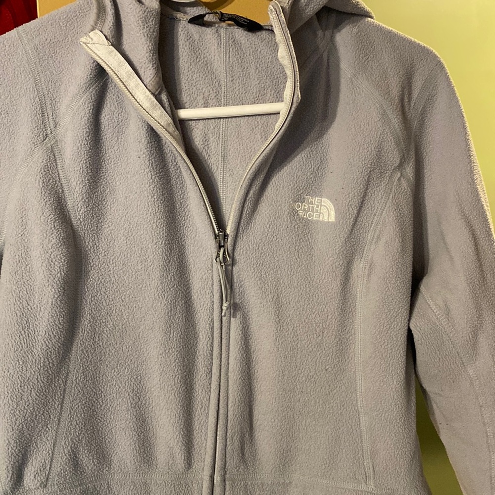 The North Face zip up fleece hoodie. Size large